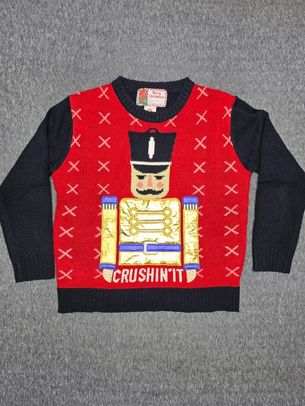 Nutcracker Crushin It Ugly Christmas Sweater Adult Medium